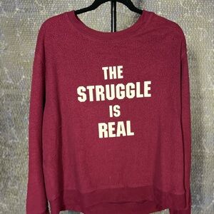 No Boundaries Maroon Sweatshirt with White Text